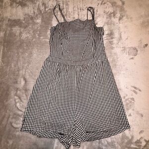 Gingham romper with open back